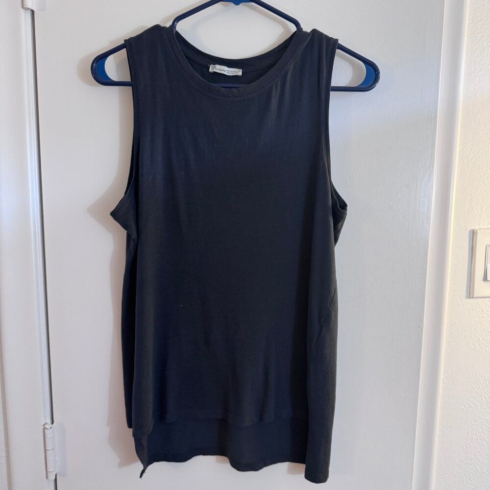 Zara 100% Cotton Black Muscle Cut Tank Top Size M EUC